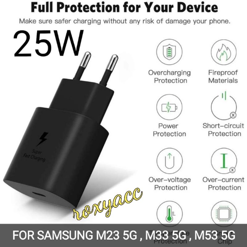 ADAPTER CHARGER / KEPALA CASAN C TO C SAMSUNG M34 , M54 , M33 , M23 , M53 5G 25WATT FAST CHARGING