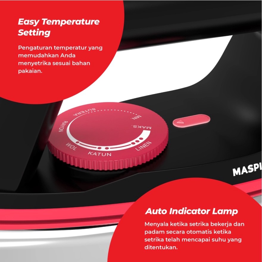 Maspion Setrika HA 390 Soleplate Coating Kabel Fleksibel Garansi Resmi
