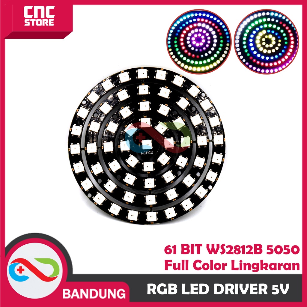 ROUND LED WS2812B NEOPIXEL 5050 RGB 61 BIT FULL COLOR 5V LINGKARAN