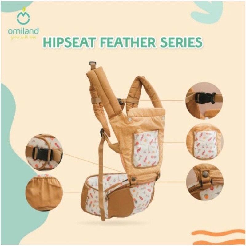 Omiland Gendongan Bayi Model Hipseat Bisa 6 Posisi Feather Series - OBG 6611