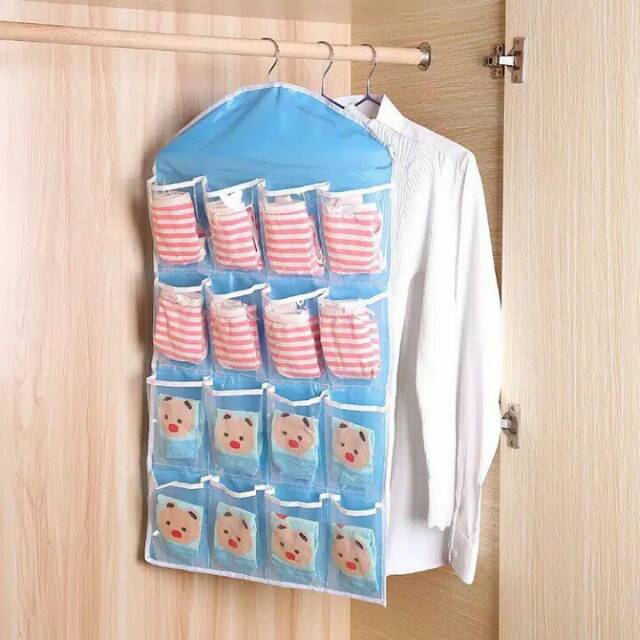 Pouch Hanging Organizer 16 Sekat Korean Set Tempat Celana Dalam Gantung Rak Gantung