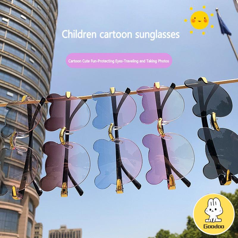 Kacamata Hitam Anak Laki-Laki / Perempuan Desain Telinga Beruang Kartun Untuk Musim Panas -Doo