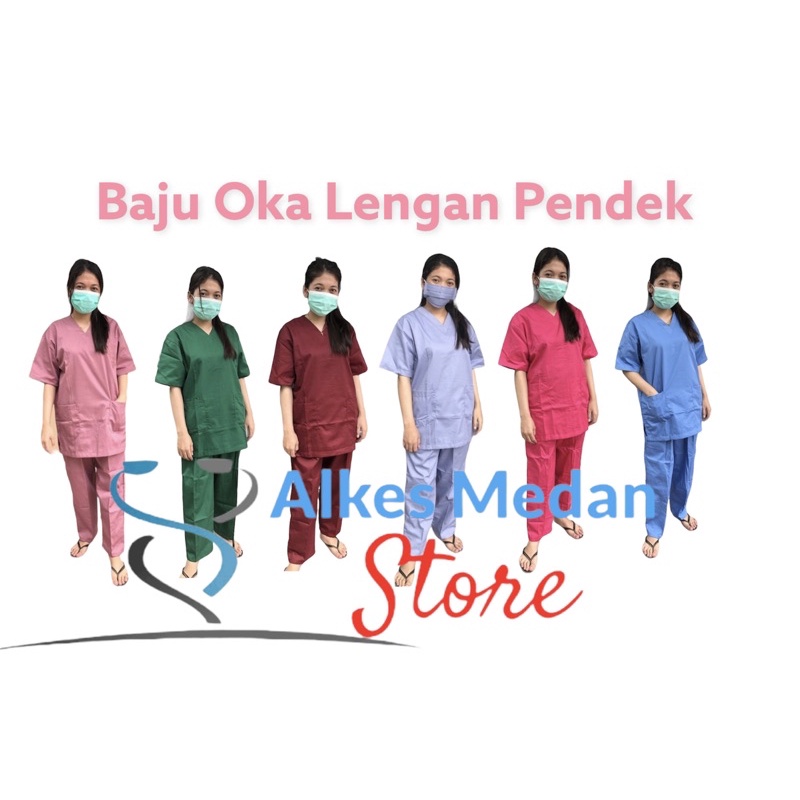 Baju OKA Lengan Pendek / Baju OK/ baju jaga / baju jaga dokter /baju dokter / baju Ok/ baju scrub medis /Seragam medis Samlab alkes