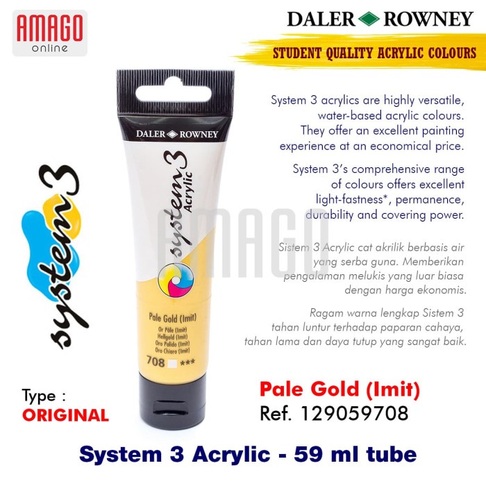 

Bergaransi Daler-Rowney - System 3 Acrylic 59 Ml - Pale Gold - 129059708 Gilaa!!!
