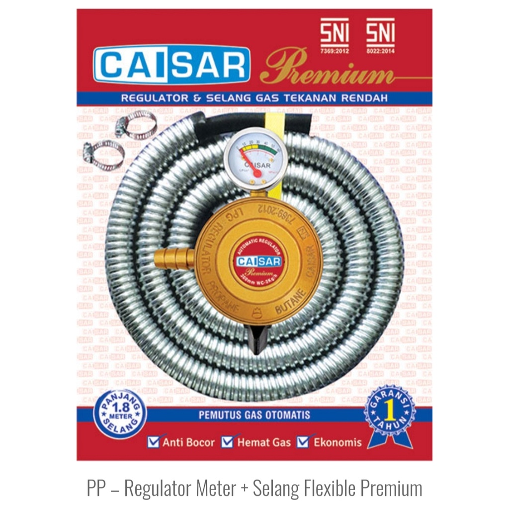 Caisar Regulator Meter + Selang Gas Flexible Premium 1,8 Meter