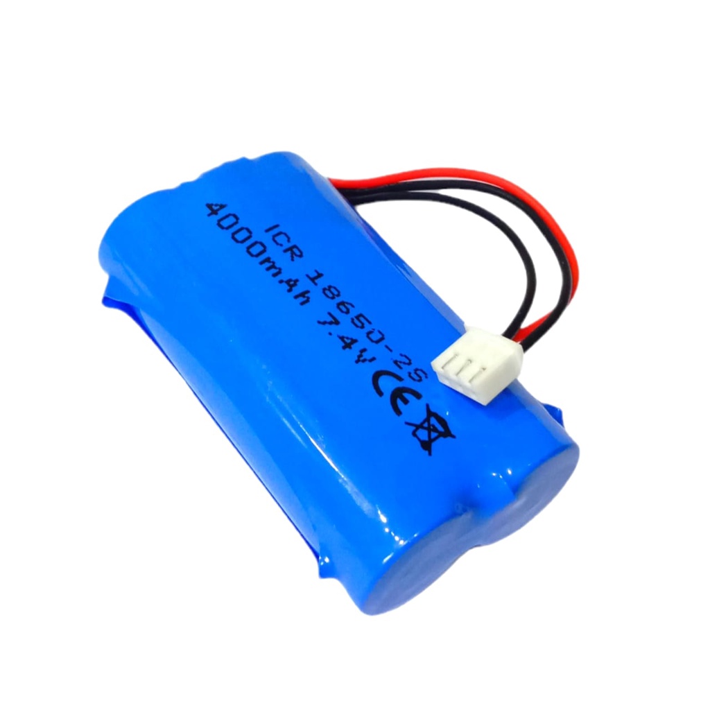 Baterai RC/ Baterai Speker Bluetooth &amp; Elektronik Lainnya 2x 18650-2S 4000mAh 7.4V PROTEKTOR BMS 4,5A Konektor JST 3 PIN PUTIH