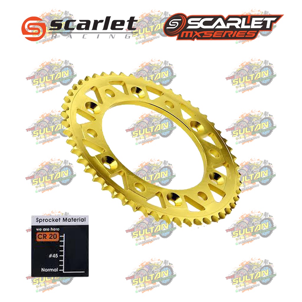 GEAR BELAKANG GIGI TARIK GIR GOLD 428 KLX 150 43T 44T 45T 46T 47T 48T 49T 50T 51T 52T 53T 54T 55T 56T SCARLET RACING