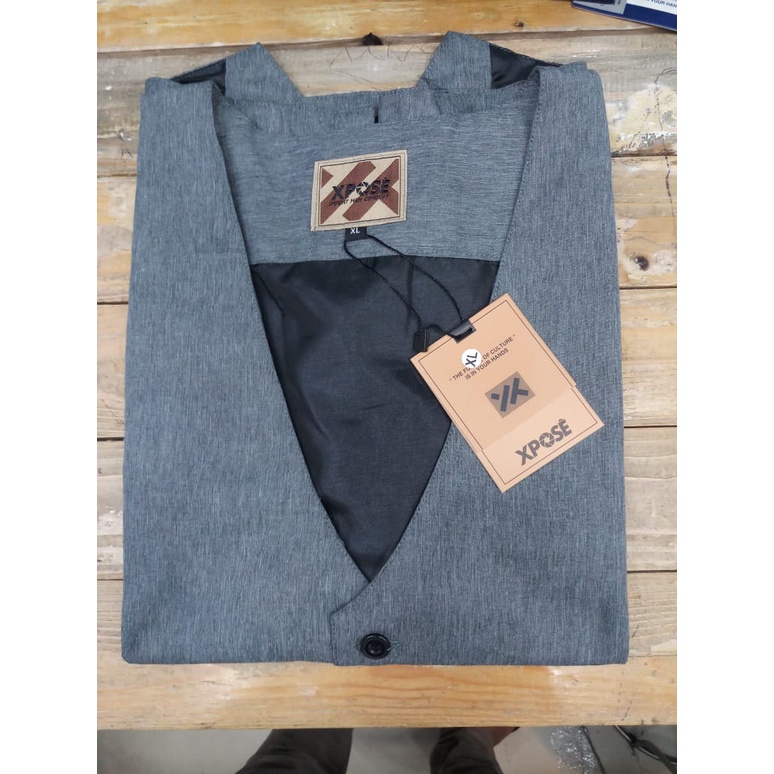 Vest Formal - Rompi Setelan Dalaman Jas Pria/Groomsmen Wedding - Slim Fit M L XL Big Size/Jumbo/XXL-Grey(Polos)
