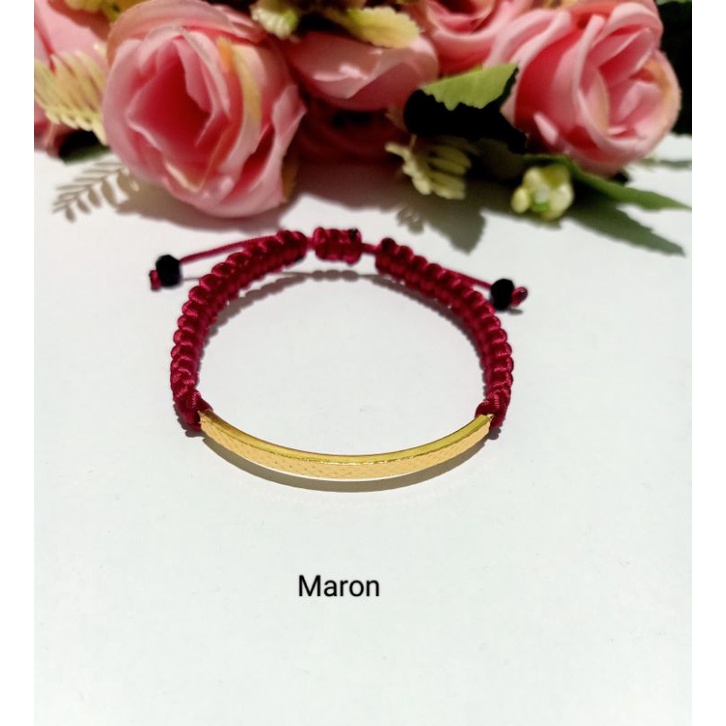 Gelang Tali Liontin Plat Lapis Emas