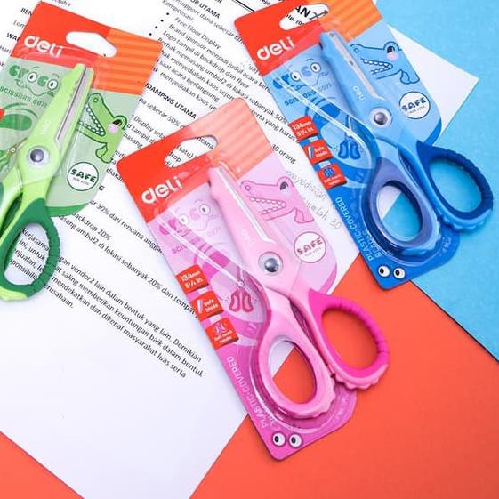 

❊ DELI Soft-touch Croco Scissors 134mm Safe [E6071] - Gunting anak ❀