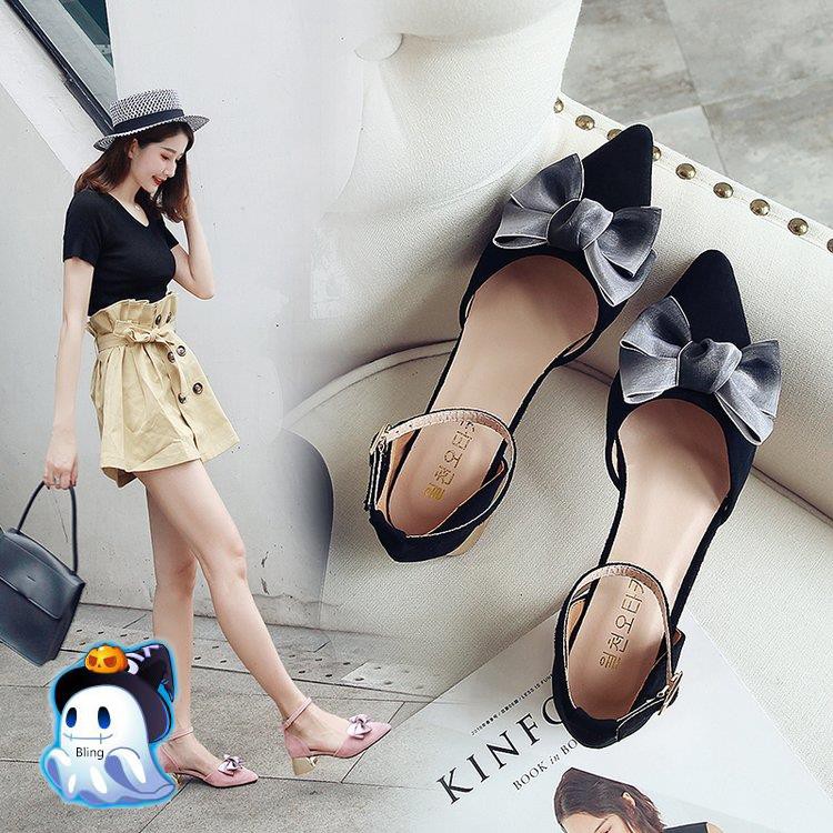 Sepatu Flat Shoes  Model  Korea Dengan Gesper Untuk  Wanita  