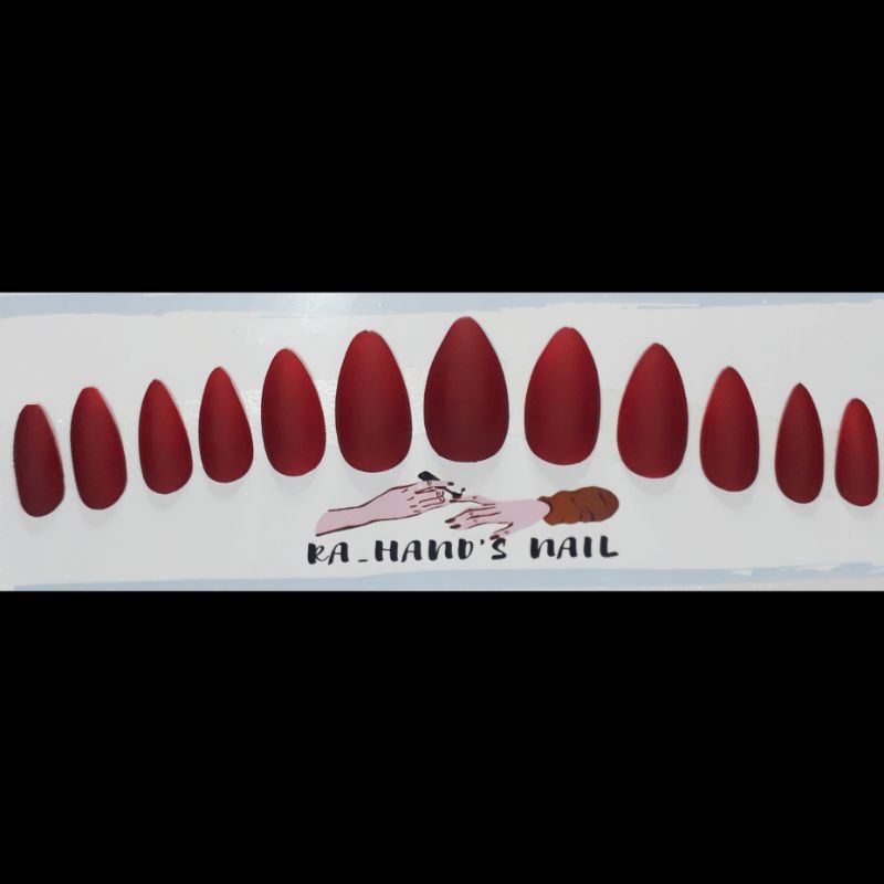 Kuku Palsu Polos Runcing *Maroon Matte
