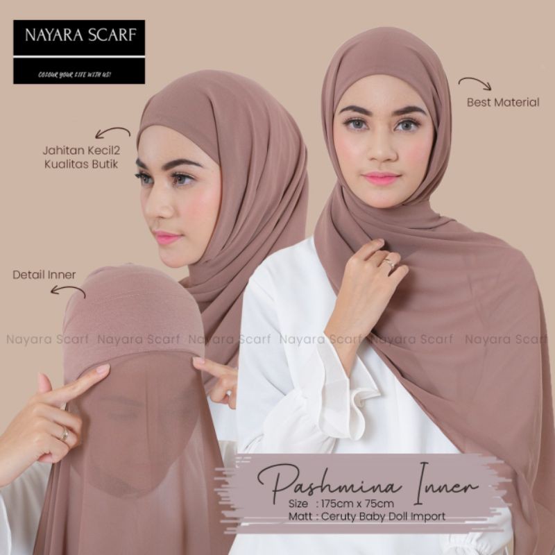 PASHMINA INNER CERUTY BABYDOLL IMPORT 2in1 PREMIUM 180cm x 75cm