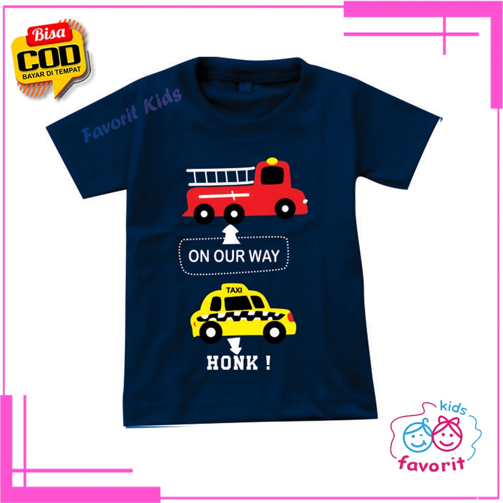 Kaos harian anak laki laki lengan pendek kaos anak laki laki gambar taxi