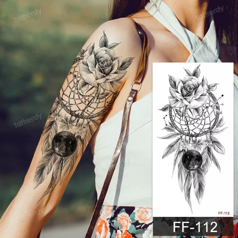 Tatto temporary Model ular Sayap Kembang Bunga model FF