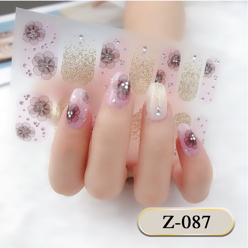 Z 14Pcs/Set Stiker Kuku 3d Desain Bermotif High End Berlian Mutiara Permata Warna-Warni Untuk Tempel Tahan Air Tahan Lama Menicure Stickers Korea Self Adhesive Fashion Sticker kuku Full Aksesoris Dapat Kupas Mudah Digunakan Dan Dilepas Anti Air Nail Art