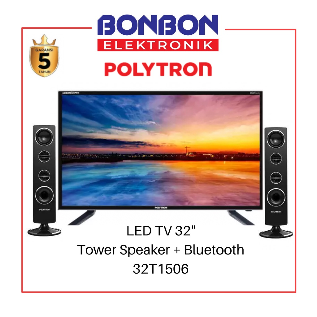 Polytron LED TV 32 Inch 32T1506 Tower Speaker + Bluetooth