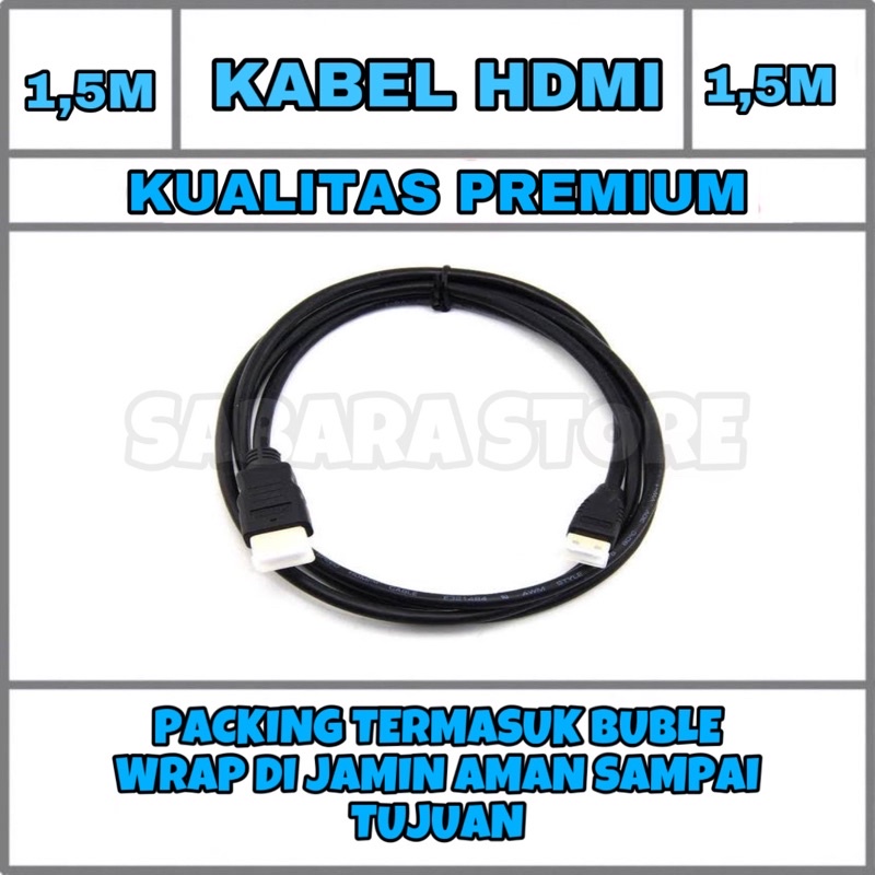 Kabel HDMI 1,5m (150cm) 4K / Kabel HDMI hitam Male to Male 1,5m murah 1,5 m meter 1,5meter bisa untuk cctv dvr pc ke tv televisi set top box komputer terlaris