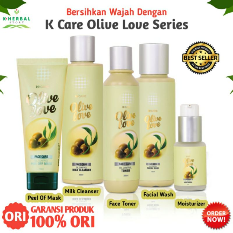K Care Olive Love Milk Cleanser Toner Facial Wash Moisturizer Peel of Mask Paket Perawatan Wajah