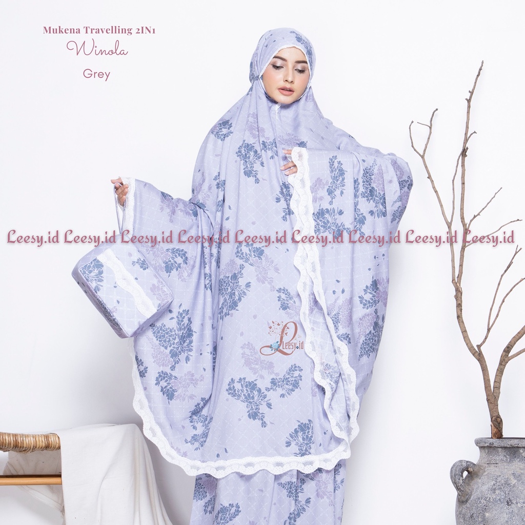 Mukena Dewasa Rayon Travelling 2IN1 Winola mukena cantik,mukena elegan,mukena adem,mukena kekinian,m