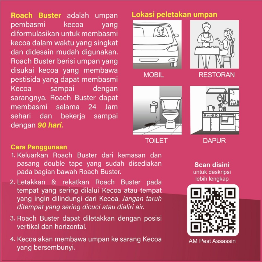 Pembasmi Kecoa Roach Buster/Racun Kecoa/ Umpan Kecoa Isi 4 pcs