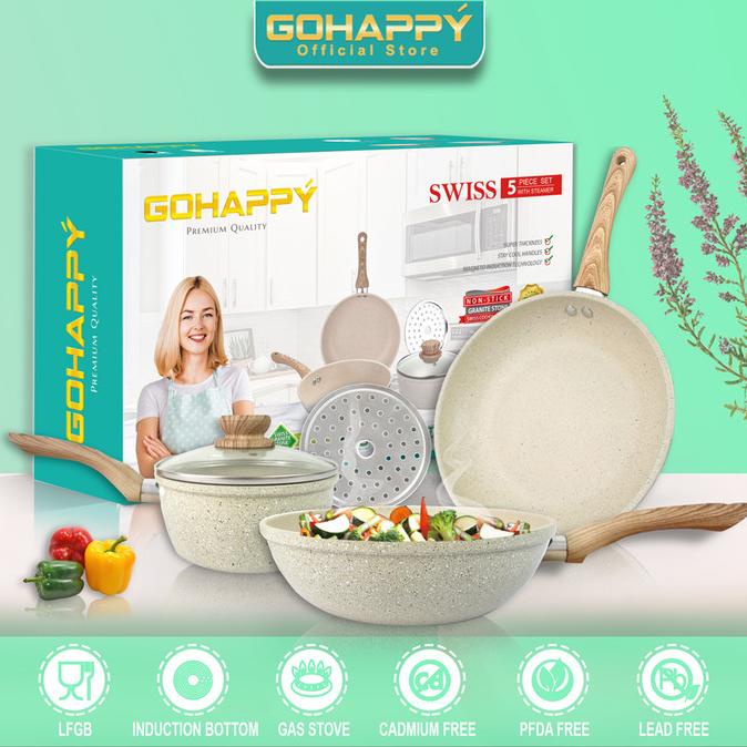 Panci set Granite Swiss Wok Frying Milk Pan 5 PC