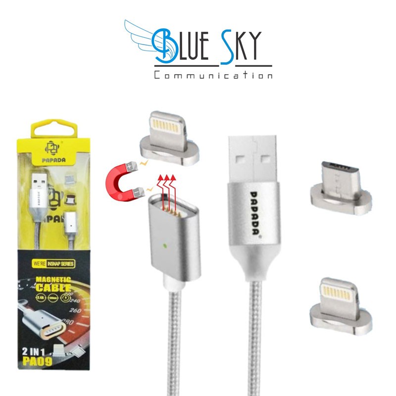 KABEL DATA USB MAGNETIC PAPADA PA-09 2IN1 MICRO IP