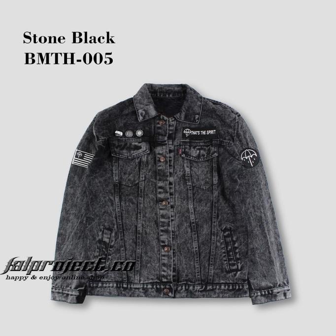 jaket jeans pria jaket denim pria fashionnable stone black bmth - 005