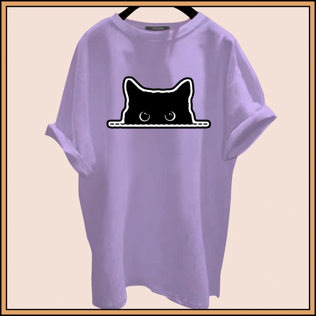 CALVIERO SHOP - BAJU KAOS ATASAN WANITA CAT BLACK PRINT