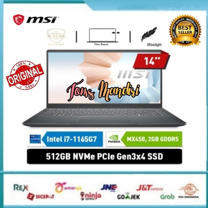 MSI Modern 14 B11SB-684 Ci7-1165G7/8GB/512GB/Vga MX450 2Gb/W10/14"