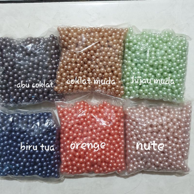 Mutiara TANPA LOBANG  6mm per 100 gram