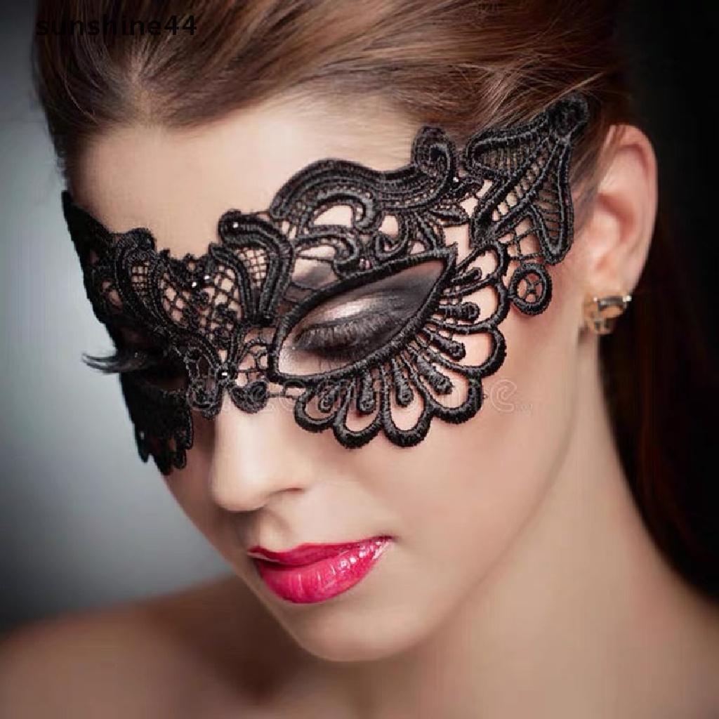 Sunshine Topeng Masquerade Wanita Sexy Bahan Lace Hollow Untuk Cosplay / Halloween