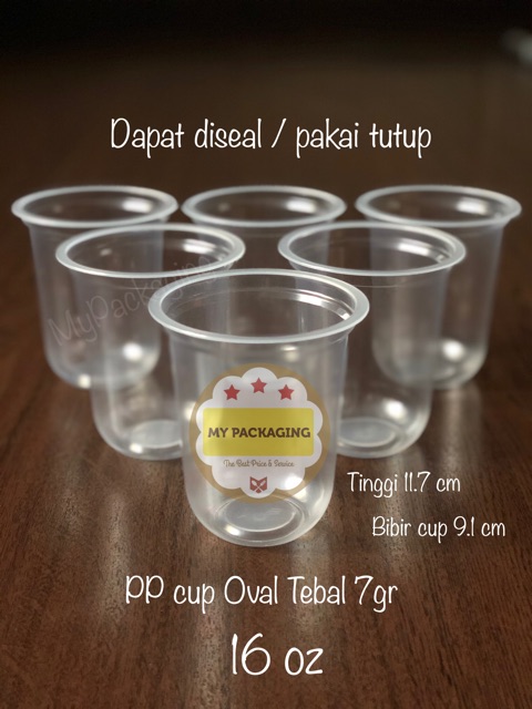 Cup Es Boba / Gelas Plastik Oval 14oz 16oz TEBAL 7gr isi 50pcs. Gelas Cup Kopi Janjijiwa 14 oz 16 oz Cocok untuk Usaha Minuman Tea ThaiTea Juice Milk Choco Coffee kopi teh boba Pop ice jus es buah Bisa di press tanpa tutup