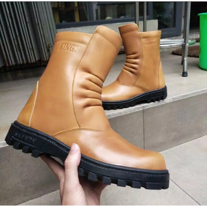 SEPATU SAFETY KULIT SAPI ASLI UJUNG BESI DOUBLE RESLETING SEPATU PROYEK SEPATU WELDER SEPATU LAPANGAN