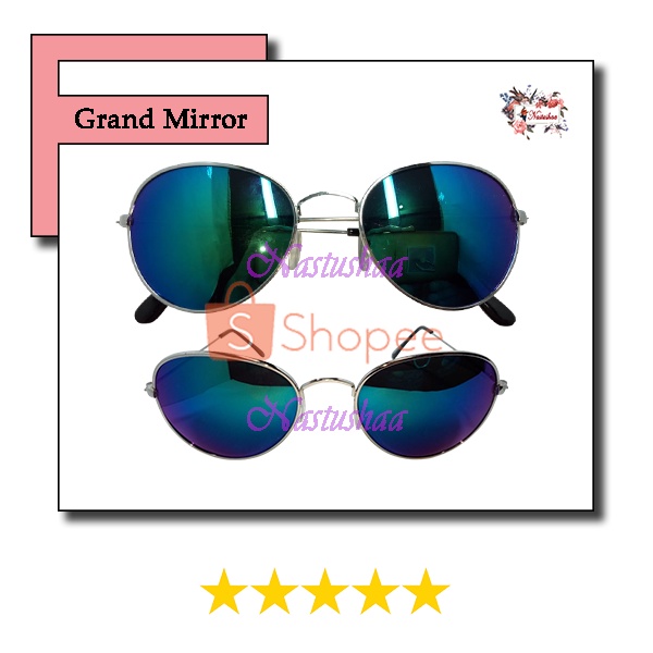 Kacamata Gaya Wanita dan Pria Fashion Retro Lensa Mirror Bingkai Metal Ringan Oval Korea Sunglasess NOCASE