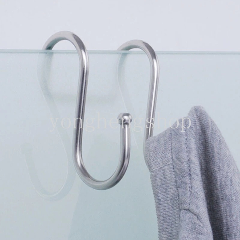 Rak Kait Gantung Penyimpanan Bentuk S Ganda Bahan Stainless Steel Metal Untuk Pintu Kamar Mandi Dapur