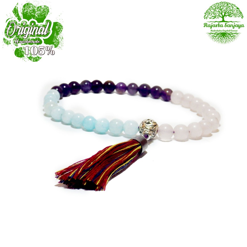 Tasbih Muslim Handmade 3 Jenis Batu Kristal Alami