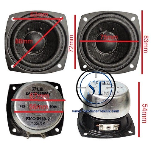 Speaker Bulat 3 Inch 4 Ohm 90W Full Range Audio Woofer Bass Spiker 90 Watt 4R Home Theatre Portable Audio Player