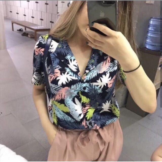 GPJ - Kemeja Wanita Pastel Daun-1