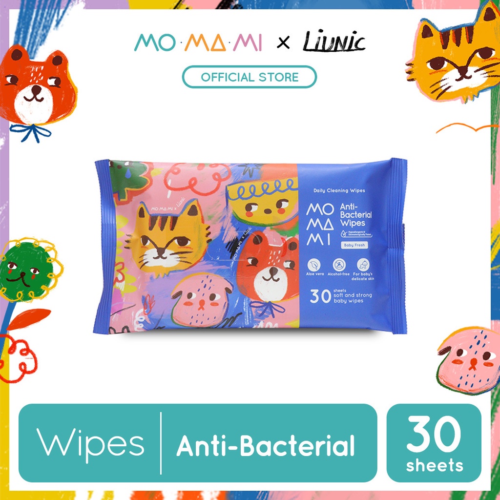 Momami x Liunic Antibacterial Wipes Blue