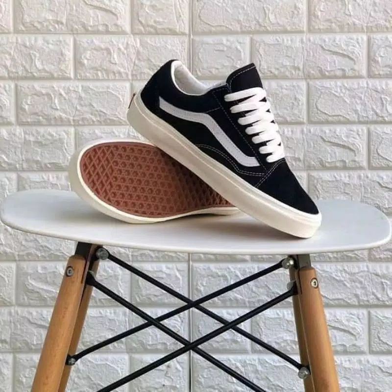 COD SEPATU VANS OLSDKOOL OG BLACK & WHITE waffle premium-1