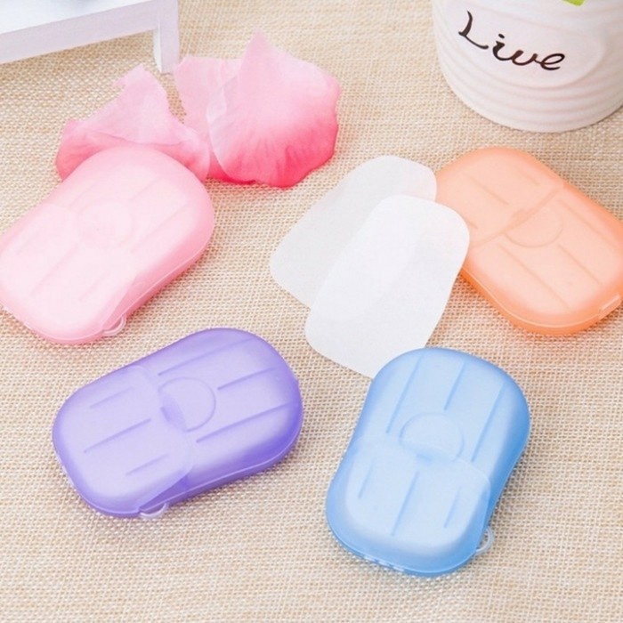 SABUN KERTAS CUCI TANGAN ISI 20PCS / DISPOSABLE HAND WASHING TABLET TRAVEL CARRY TOILET SOAP