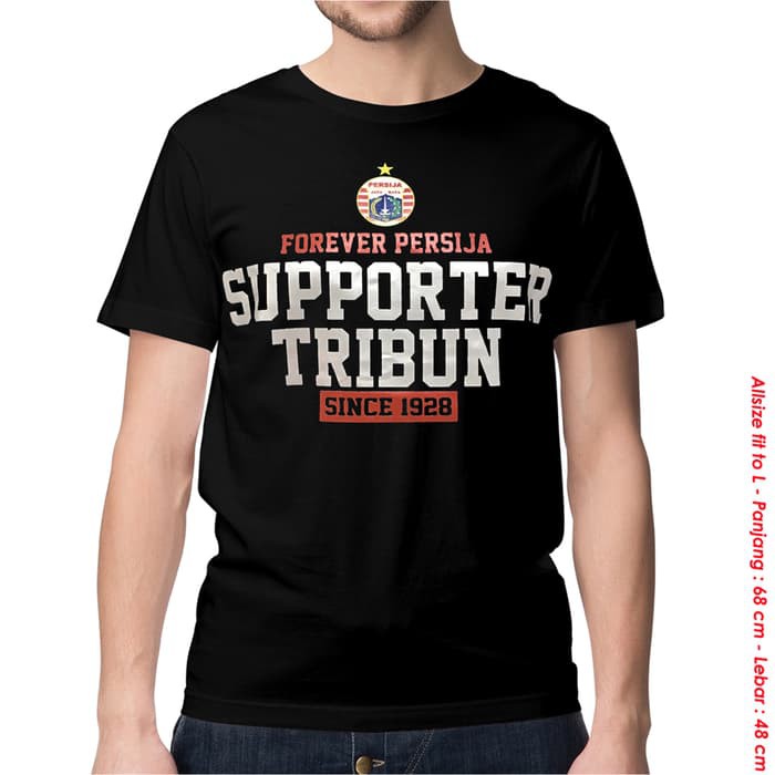 KAOS BAJU DISTRO BOLA INDONESIA - PERSIJA SUPPORTER TRIBUN BLACK - HITAM, L