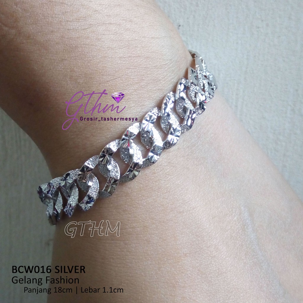 gelang tangan sisik naga ukir halus bc016 silver dan gold xuping lapis emas 18k perhiasan wanita