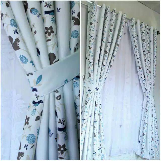 Gorden Blackout Blazer Burung Jendela Pintu Tirai Minimalis 12 Smokring 140 X 200