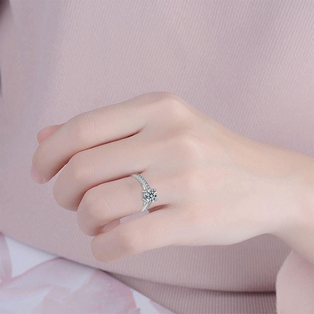 Cincin Kawin Berlian Nanas Mewah Perak Klasik Alloy Ladies Ring