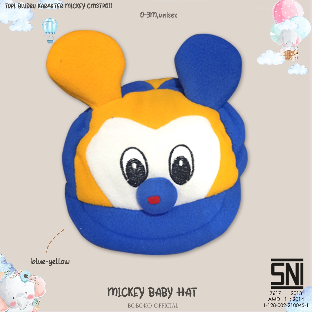 BOBOKO Topi Bayi Karakter Mckey 0-3bulan