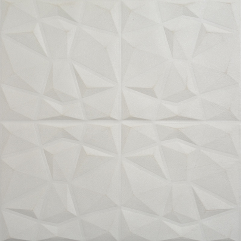 [COD] Wallpaper Foam 3D Batik Panel Diamond Triangle Dinding Sticker Dekorasi Dinding Kamar Rumah High Quality-Putih