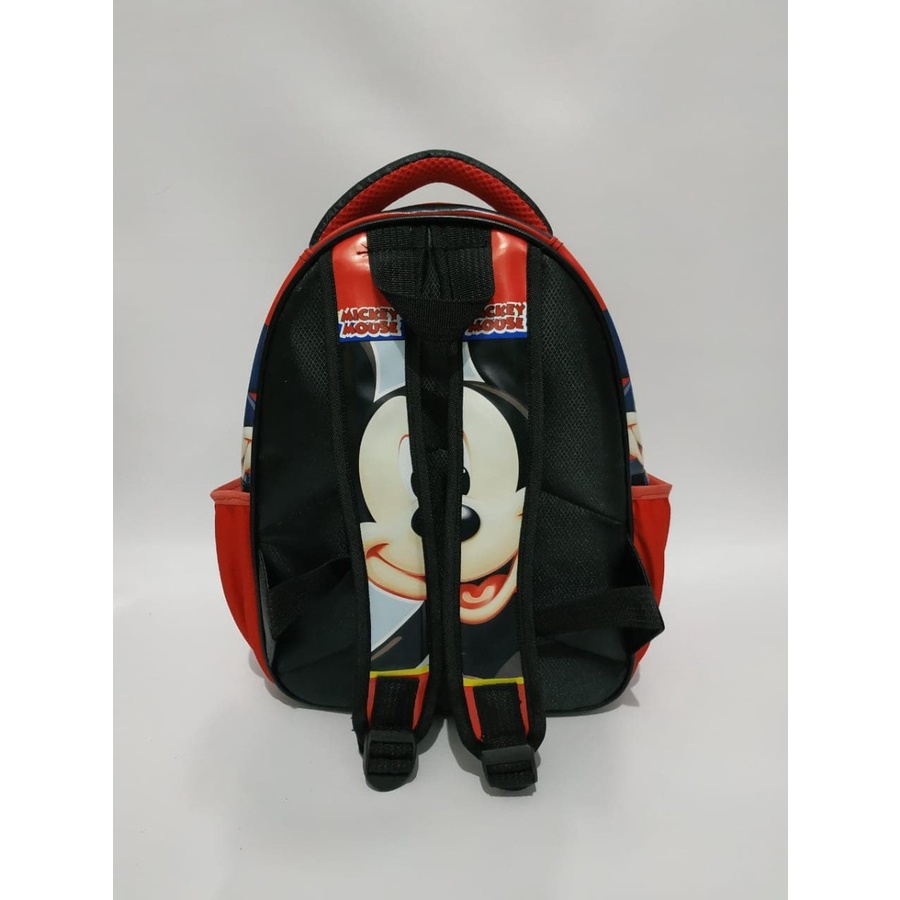 SHOWME TASRANSEL ANAK SEKOLAH  PAUD 3D - 3 Kantong - MICKY MINI - MERAH HITAM -  MIKI Mouse Black