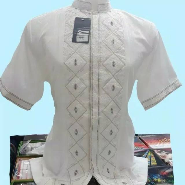 Baju Koko Dewasa Bahan JAQUAR -Putih - Putih Tulang